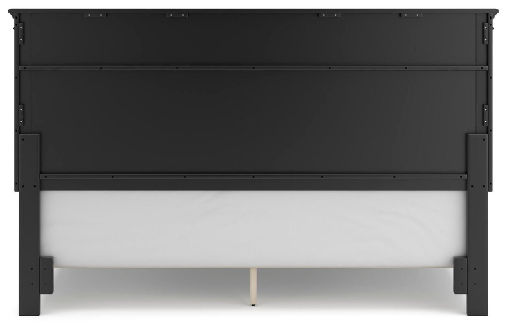 Lanolee California King Panel Bed in Black, back view