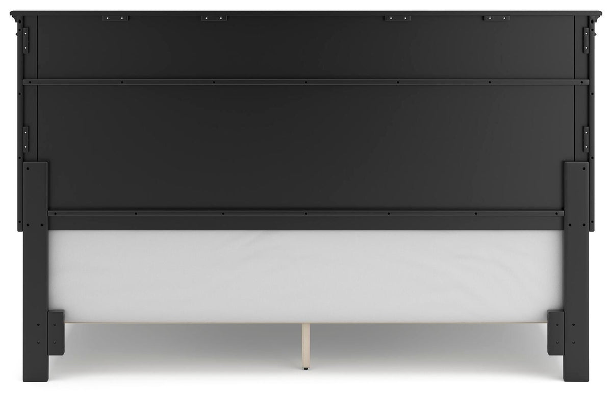 Lanolee California King Panel Bed in Black, back view