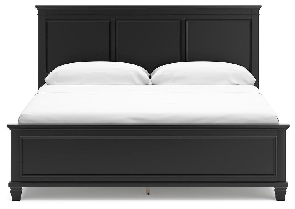 Lanolee California King Panel Bed in Black, front view
