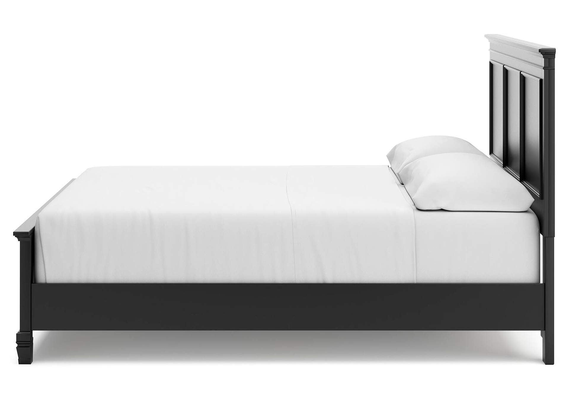 Lanolee California King Panel Bed with Mirrored Dresser and 2 Nightstands side view