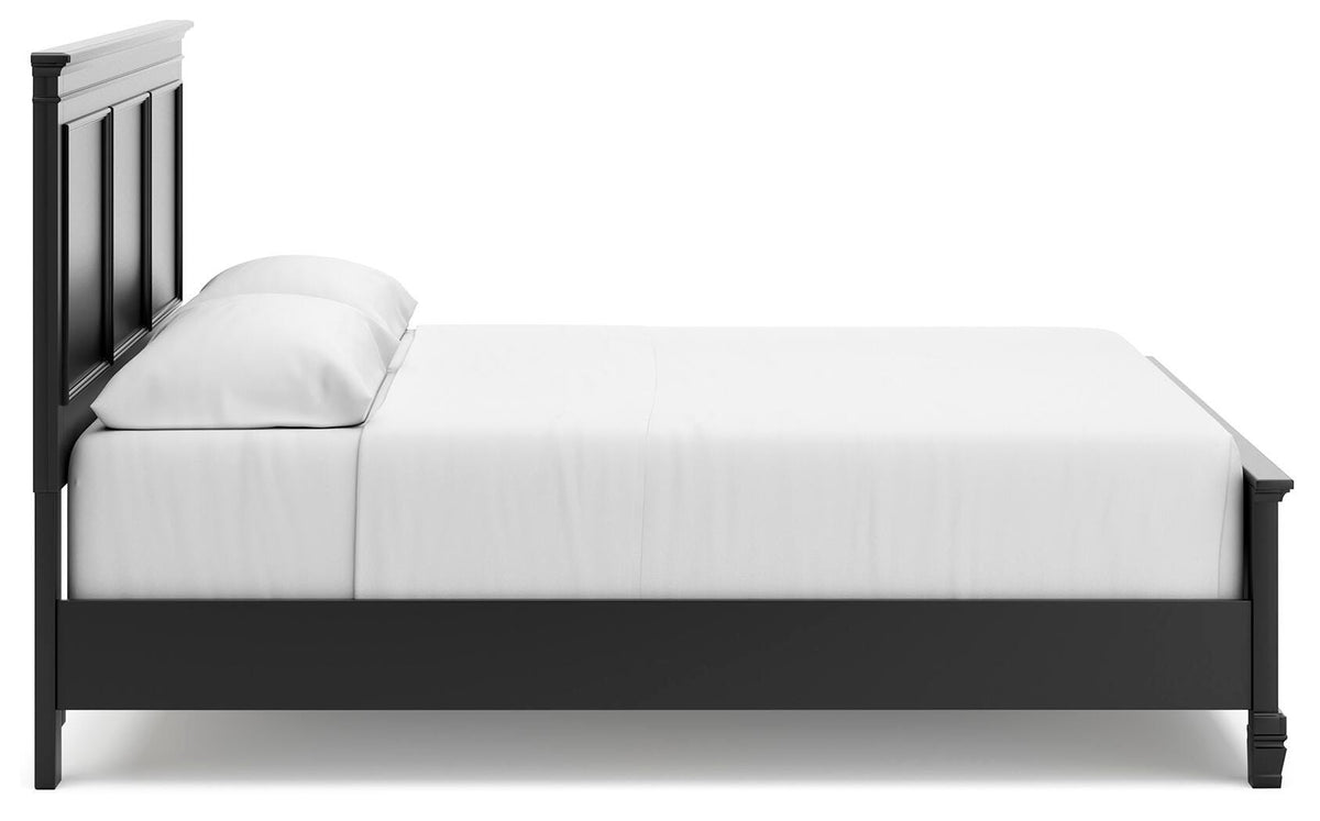 Lanolee California King Panel Bed in Black, side view
