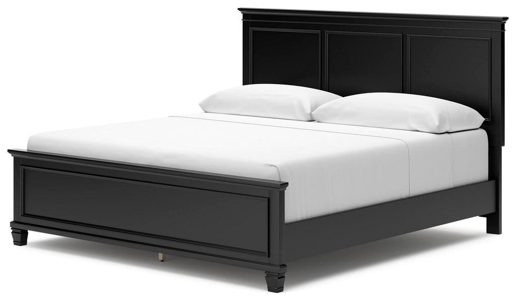 Lanolee King Panel Bed in Black, angle view