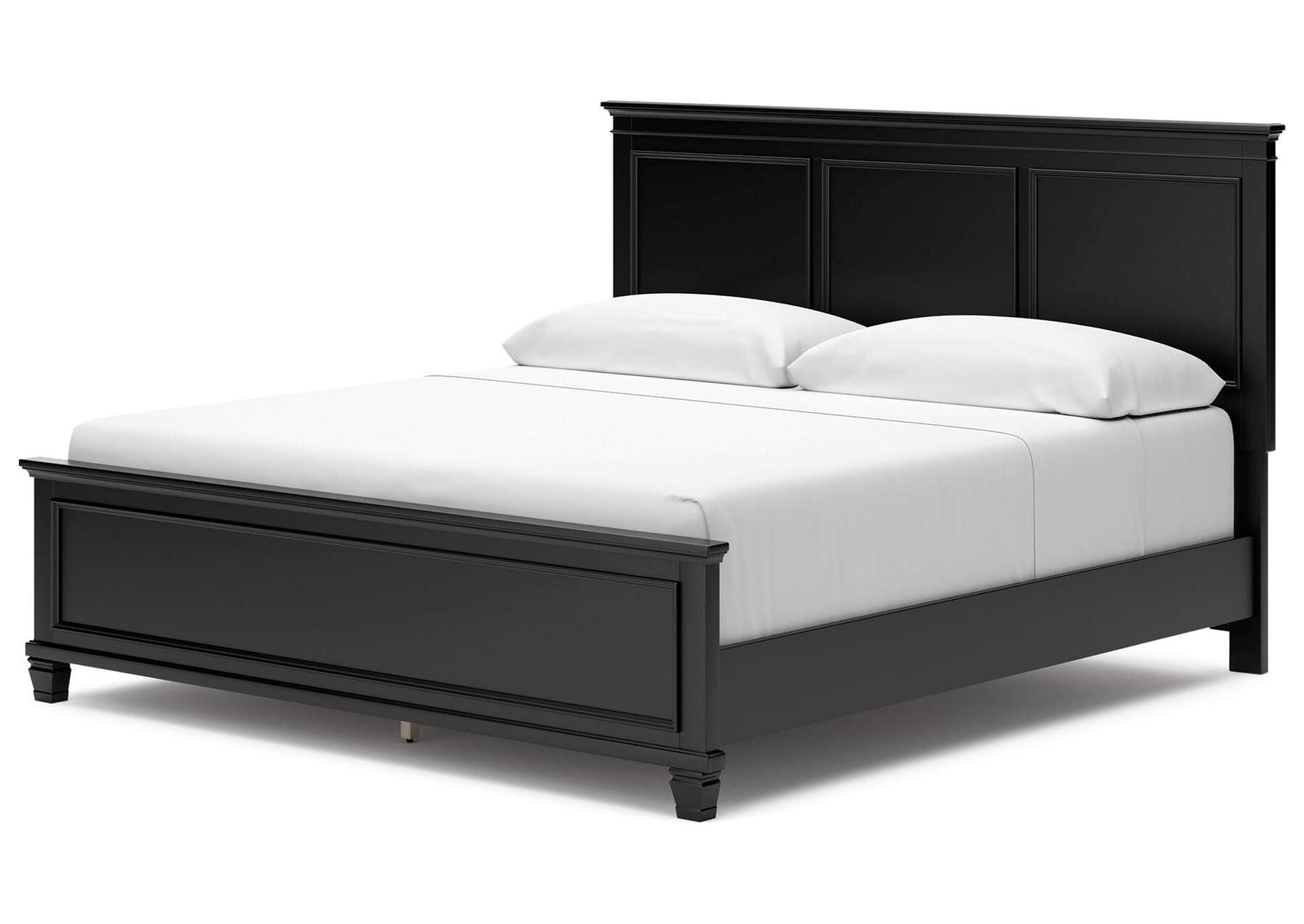 Lanolee King Panel Bed with Mirrored Dresser and Nightstand angled view