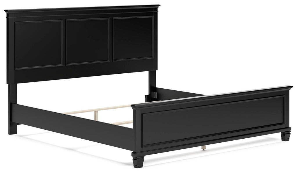 Lanolee King Panel Bed in Black, angle view