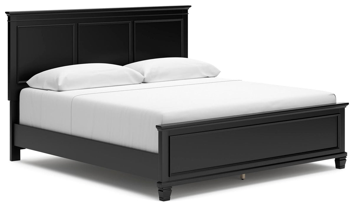 Lanolee King Panel Bed in Black, angle view