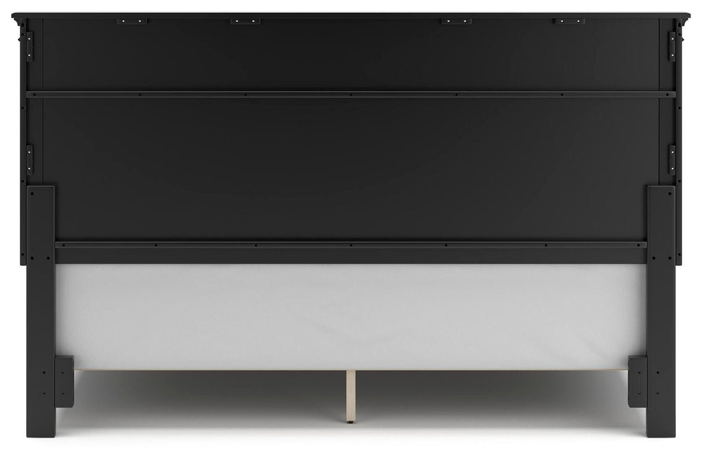 Lanolee King Panel Bed in Black, back view