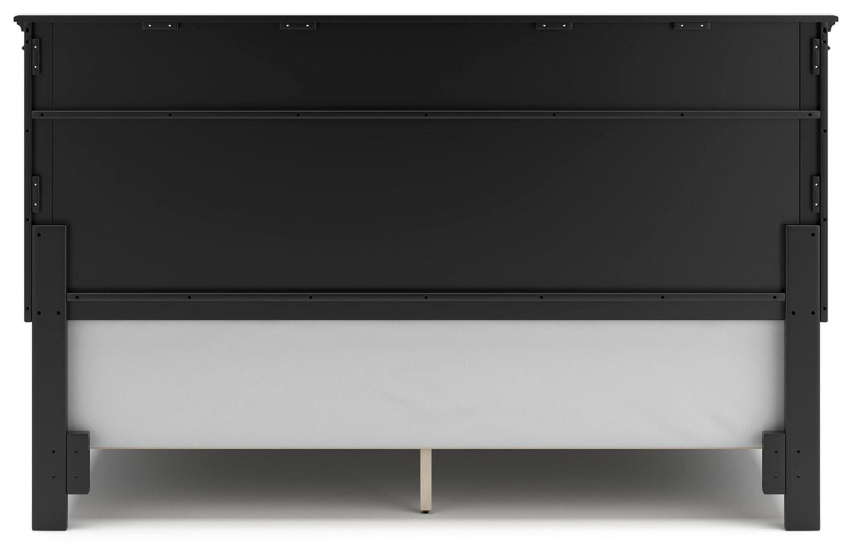 Lanolee King Panel Bed in Black, back view