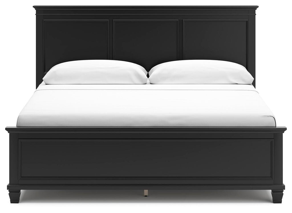 Lanolee King Panel Bed in Black, front view