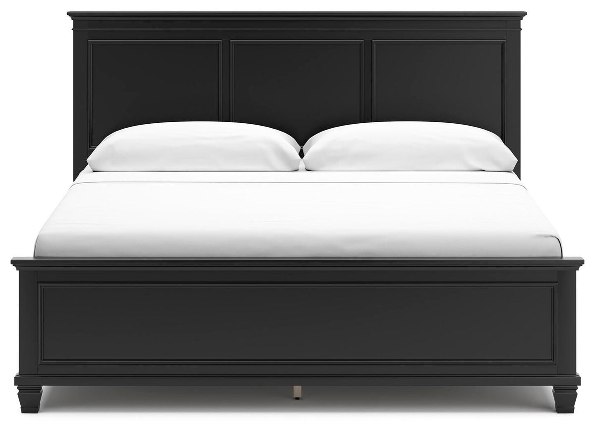 Lanolee King Panel Bed in Black, front view