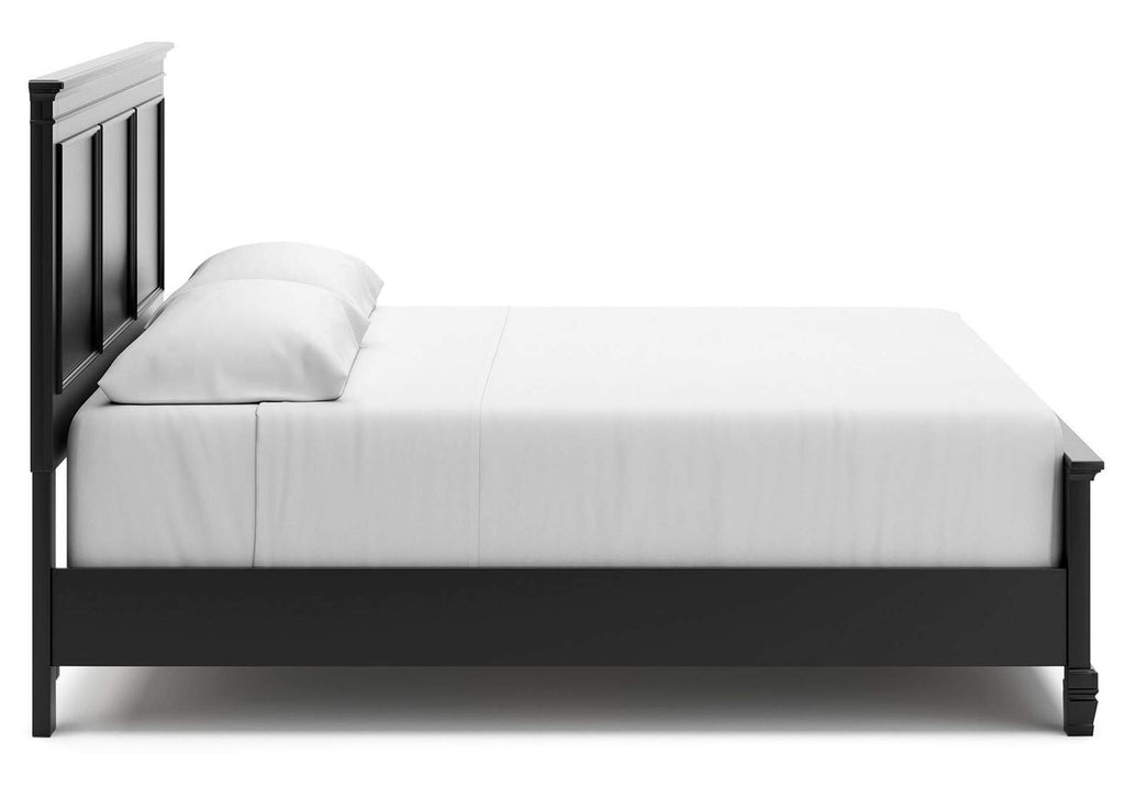 Lanolee King Panel Bed with Mirrored Dresser, Chest and 2 Nightstands side view