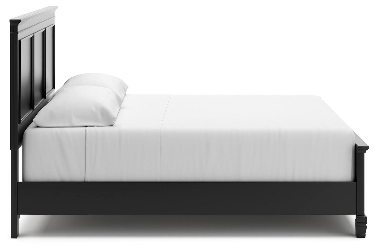 Lanolee King Panel Bed in Black, side view