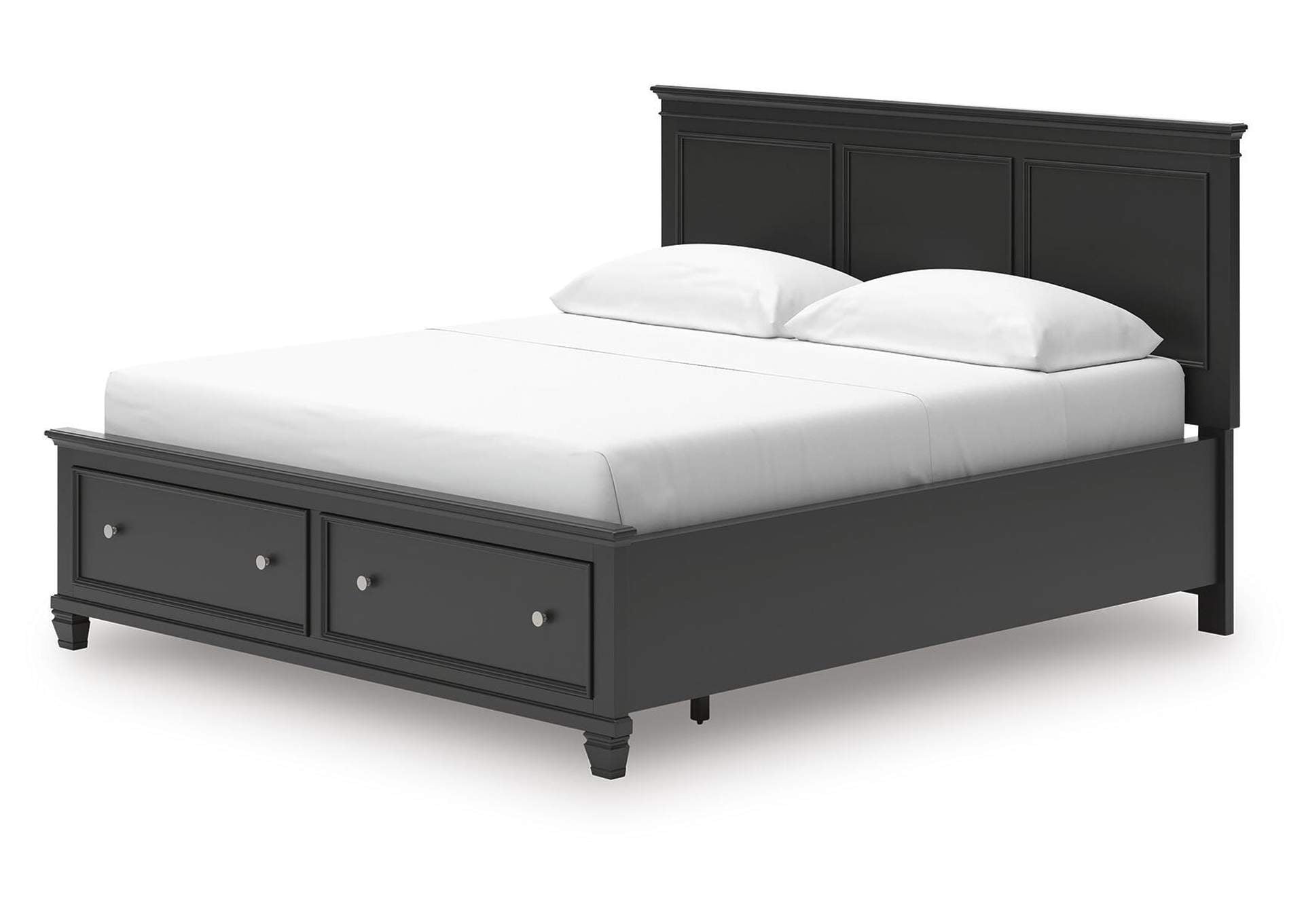 Lanolee California King Panel Storage Bed and Dresser angled view