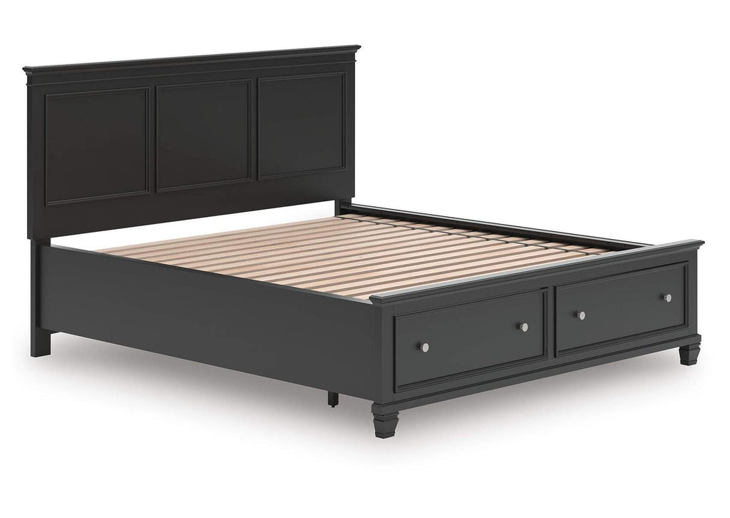 Lanolee California King Panel Storage Bed and Dresser angled view
