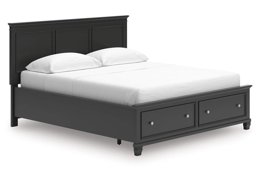 Lanolee California King Panel Storage Bed angled view
