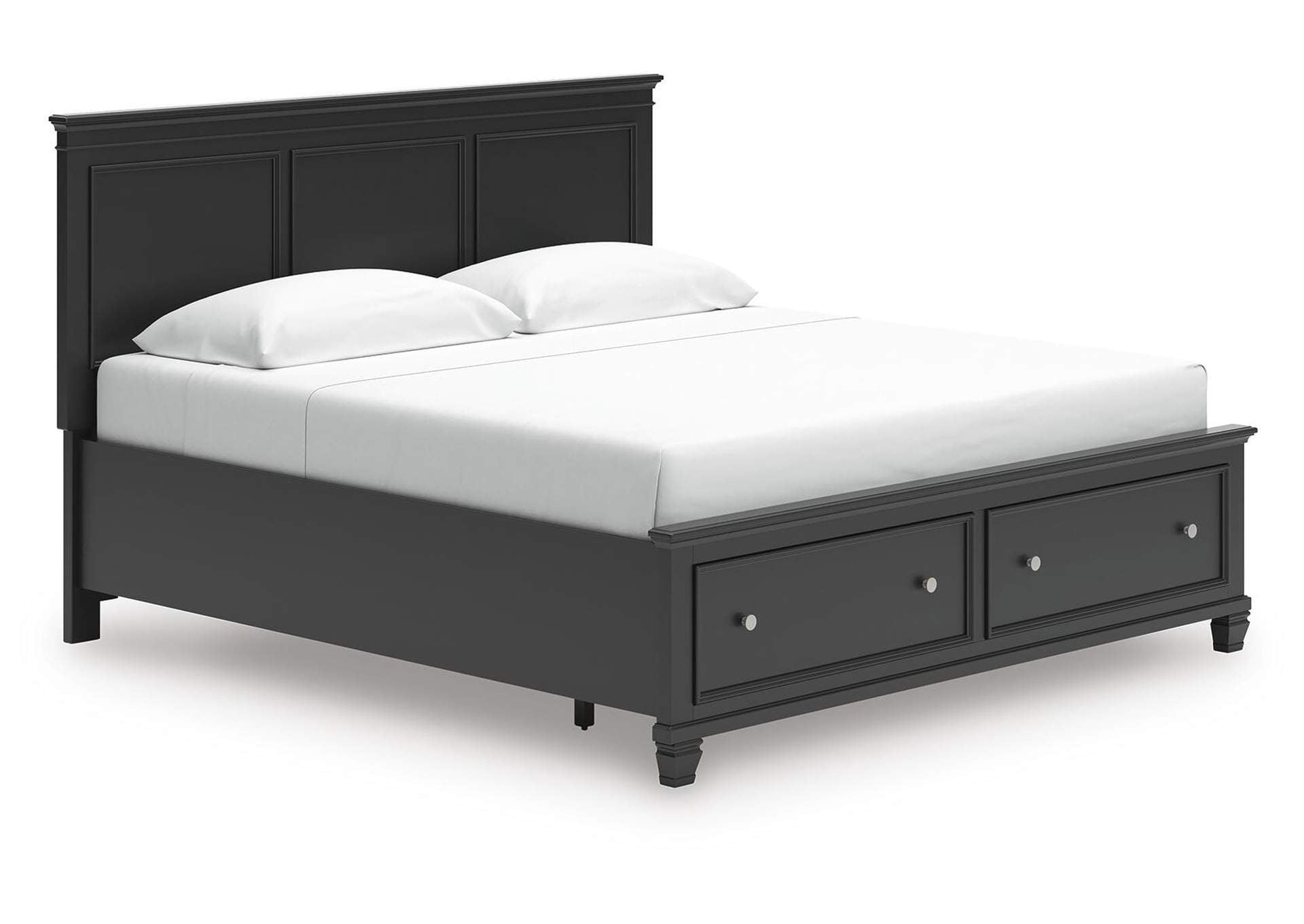 Lanolee King Panel Storage Bed, Dresser, Mirror and Nightstand angled view