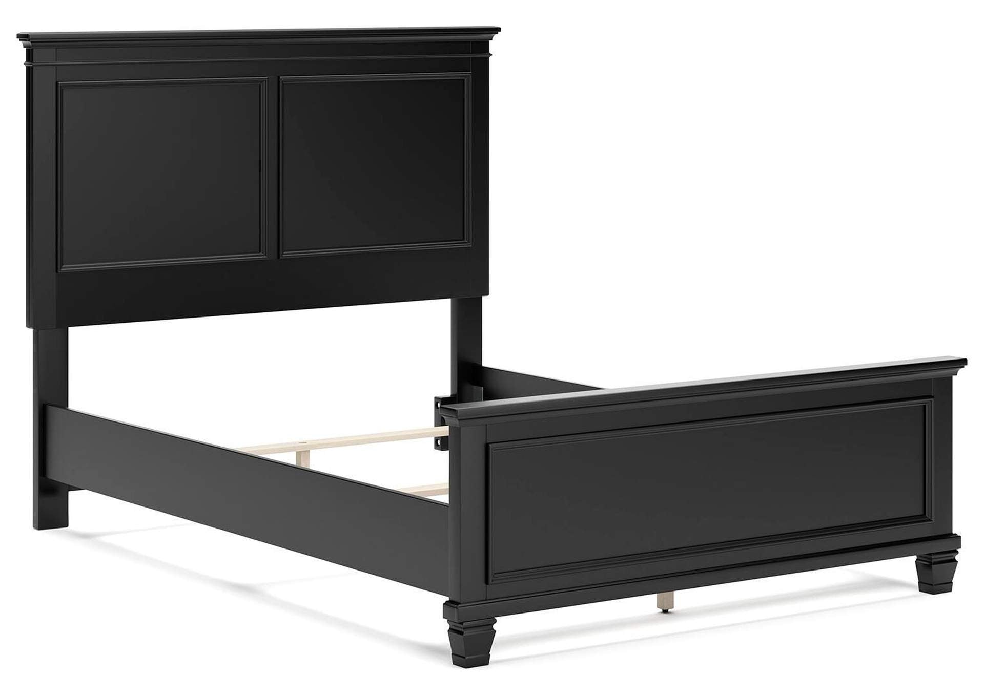 Lanolee Full Panel Bed with Mirrored Dresser and 2 Nightstands angled view