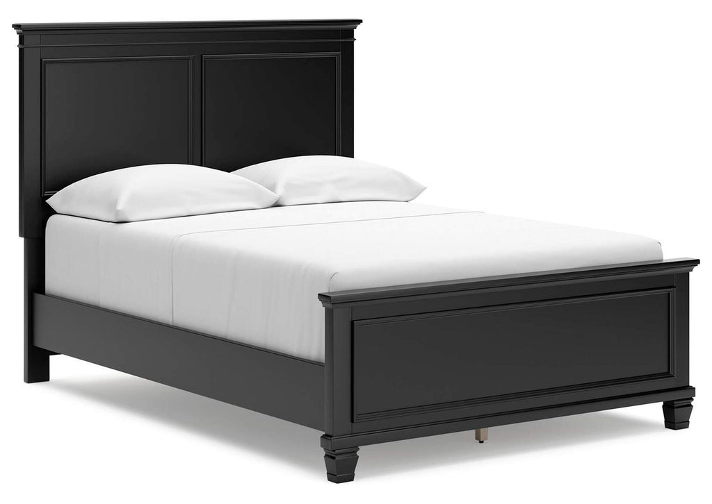 Lanolee Full Panel Bed with Mirrored Dresser, Chest and 2 Nightstands angled view