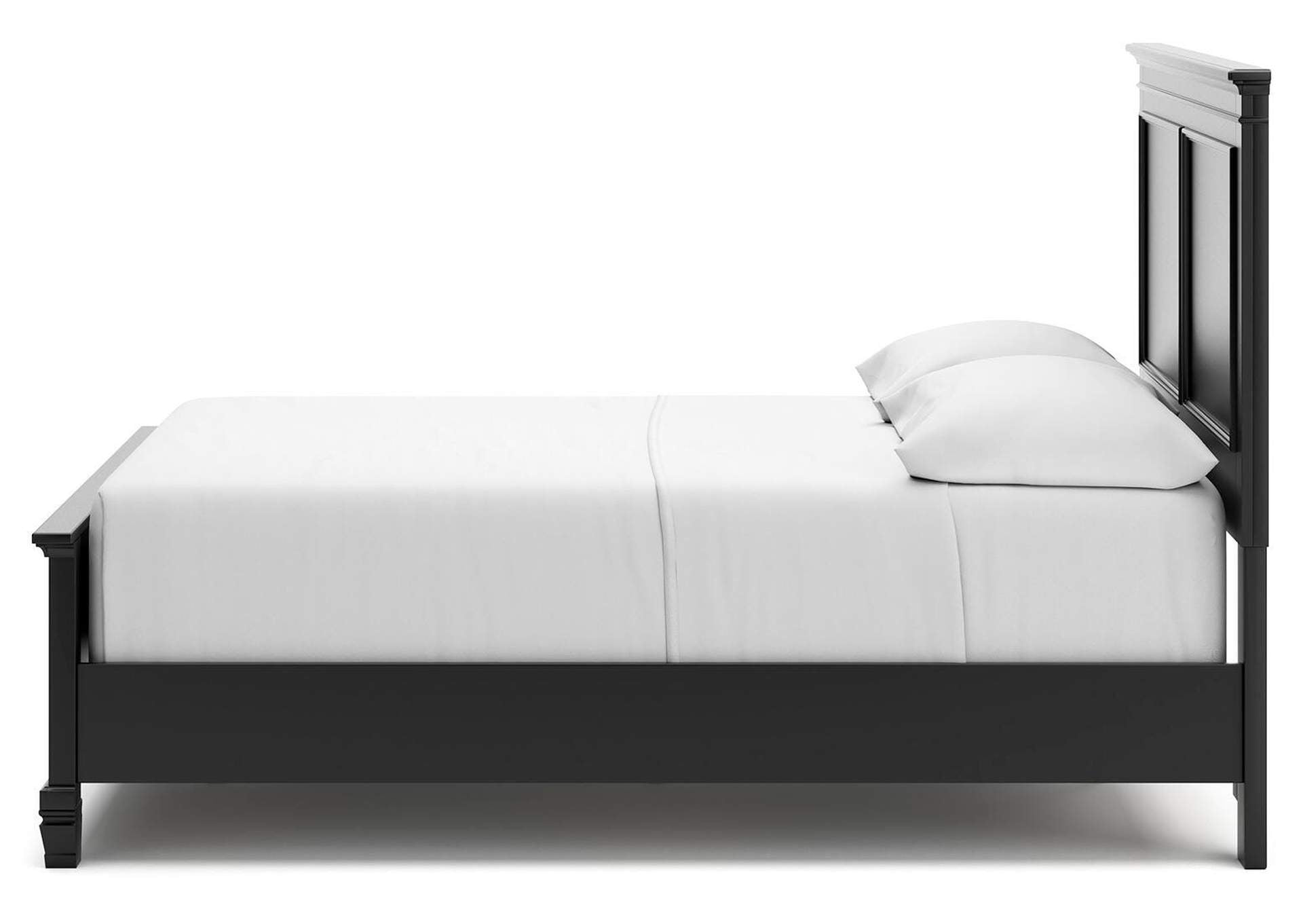 Lanolee Full Panel Bed with Mirrored Dresser and Chest side view