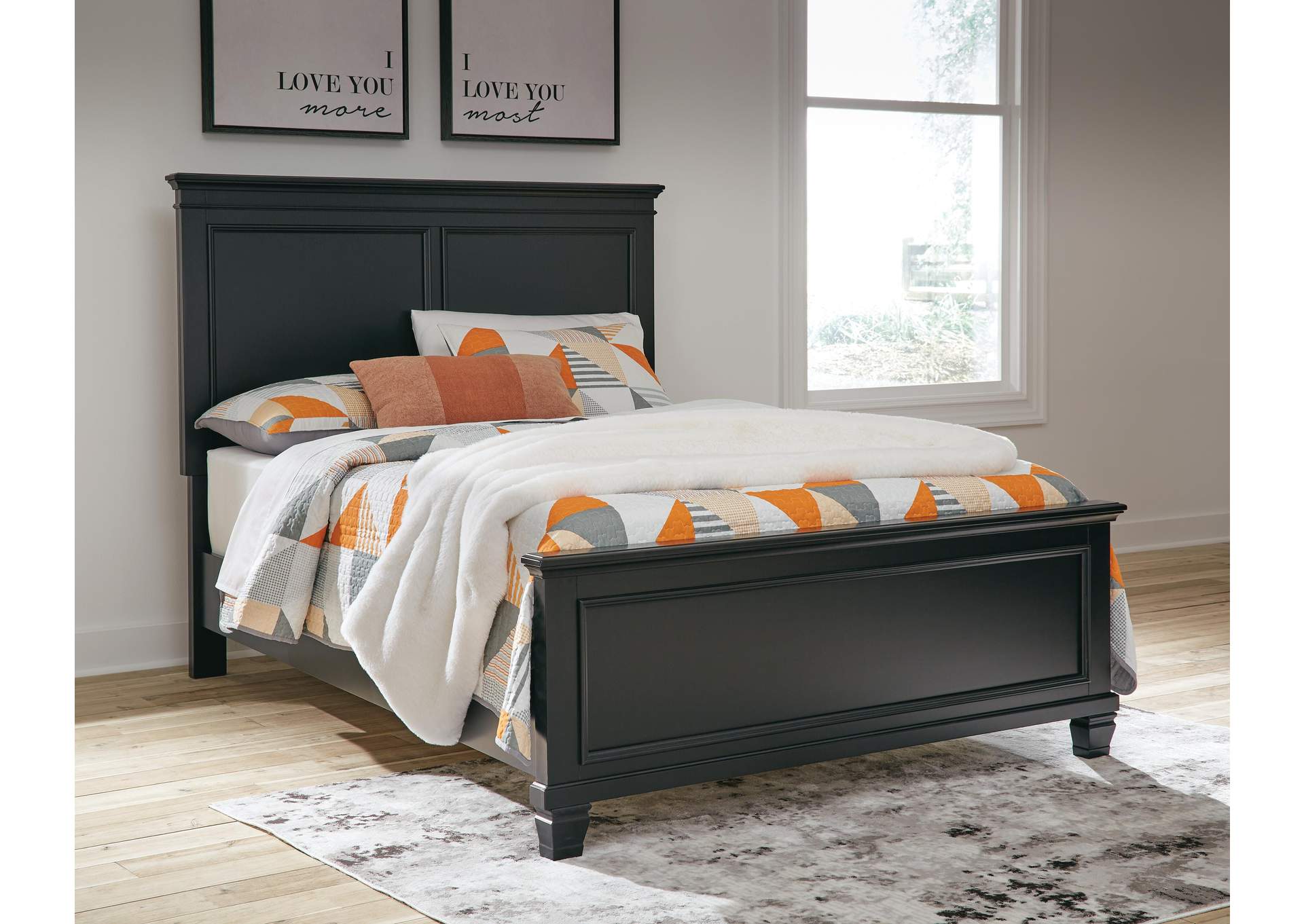 Lanolee Full Panel Bed with Mirrored Dresser and Nightstand