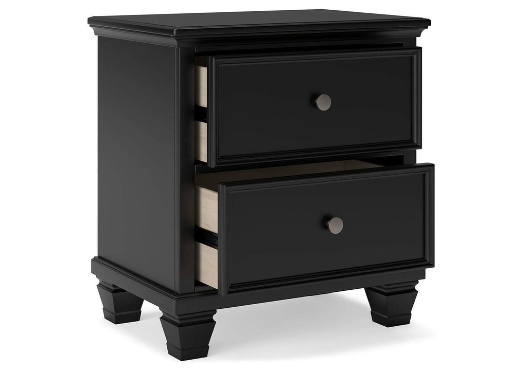 Lanolee Full Panel Bed with Mirrored Dresser and Nightstand angled view