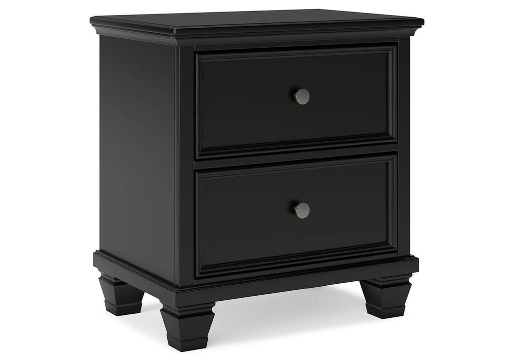 Lanolee Queen Panel Bed with Mirrored Dresser, Chest and 2 Nightstands angled view