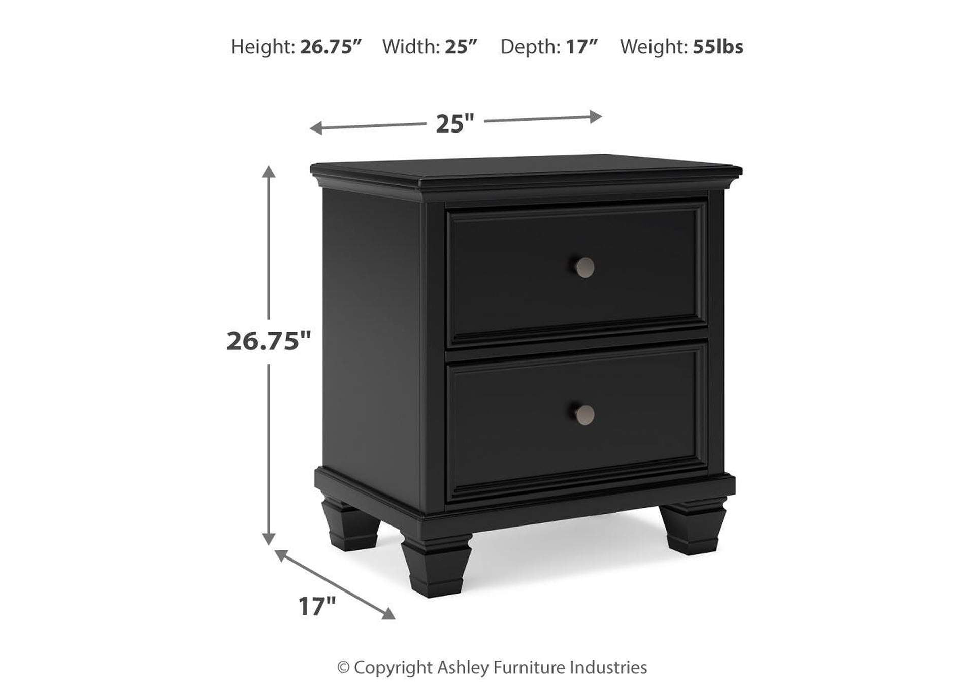 Lanolee Full Panel Bed with Mirrored Dresser and 2 Nightstands dimensions