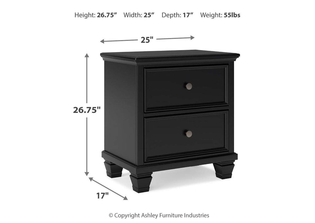 Lanolee King Panel Storage Bed, Dresser and Nightstand dimensions