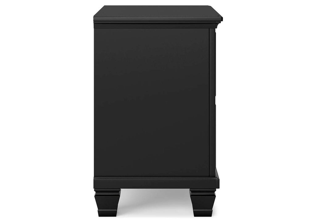 Lanolee King Panel Bed with Mirrored Dresser and 2 Nightstands side view