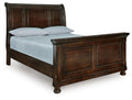 Porter Queen Sleigh Bed in Rustic Brown, angle view