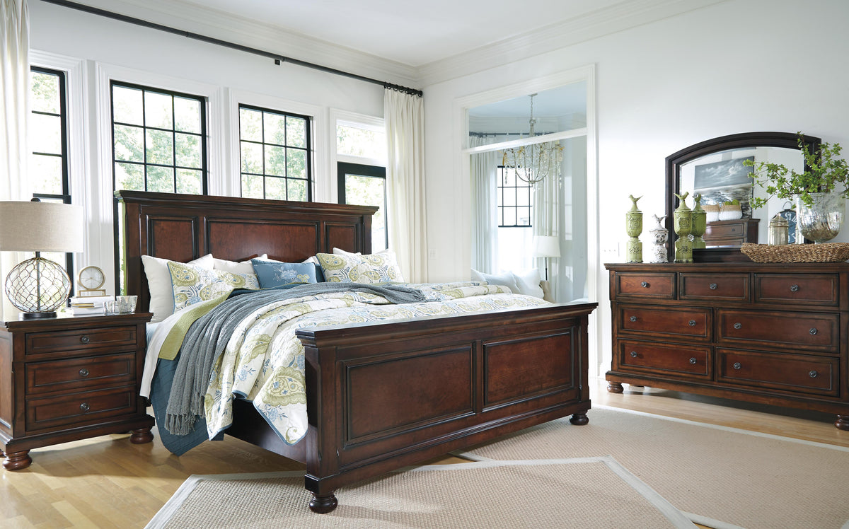Porter California King Panel Bed in Rustic Brown, alternate view 9