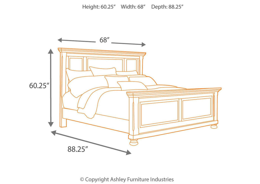 Porter Queen Panel Bed with Mirrored Dresser and 2 Nightstands dimensions