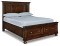 Porter Queen Panel Storage Bed in Rustic Brown, angle view