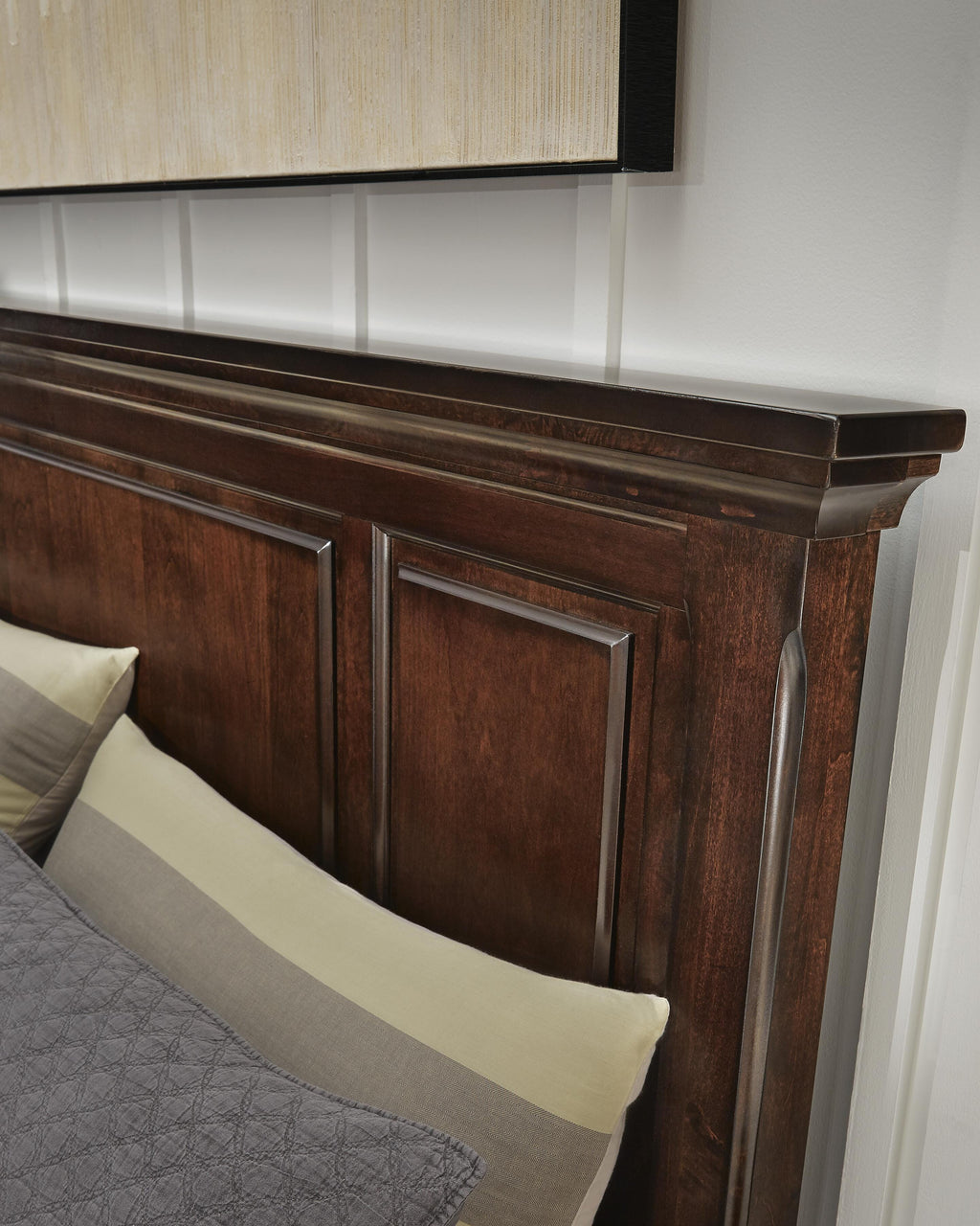 Porter California King Panel Storage Bed in Rustic Brown, detail view