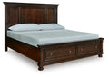 Porter California King Panel Storage Bed in Rustic Brown, angle view
