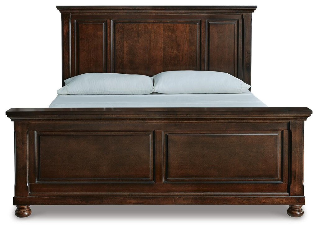 Porter California King Panel Bed in Rustic Brown, front view