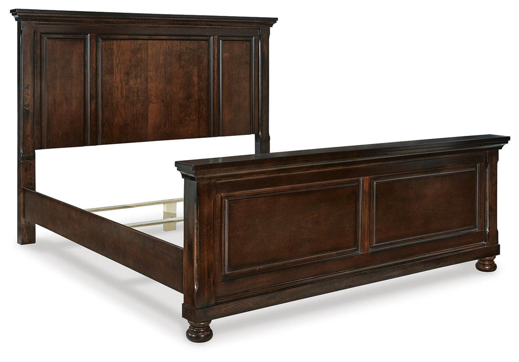 Porter California King Panel Bed in Rustic Brown, angle view