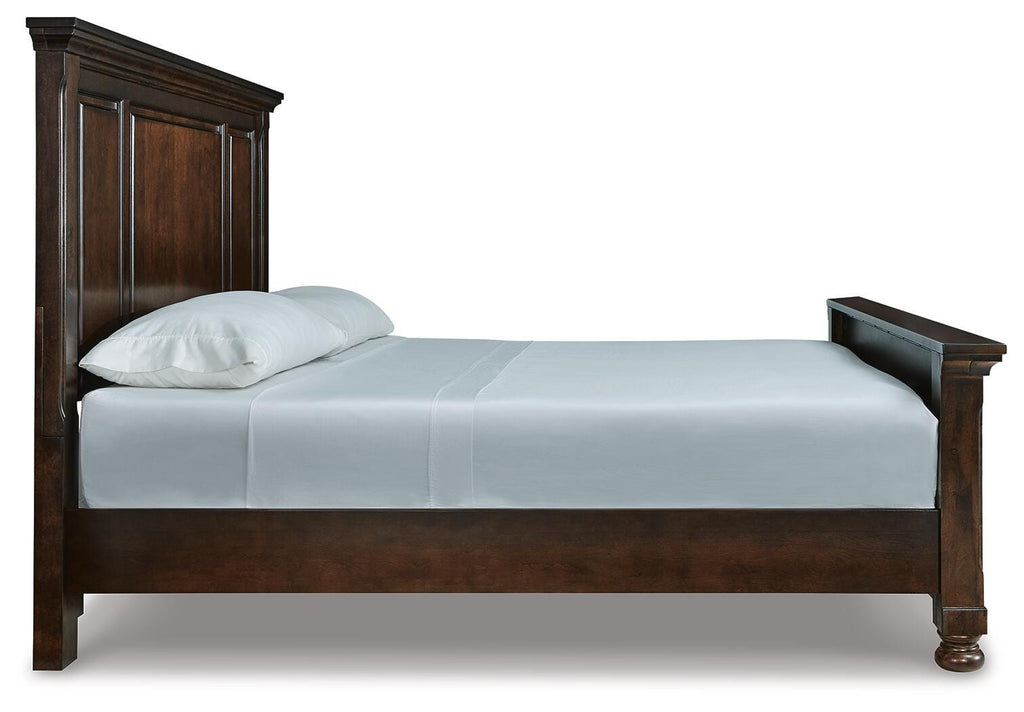 Porter California King Panel Bed in Rustic Brown, side view