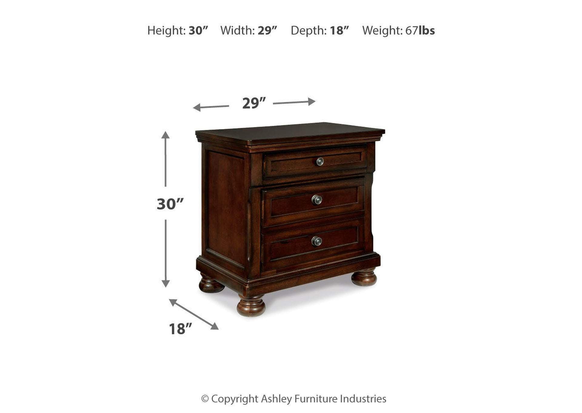 Porter California King Panel Bed with Mirrored Dresser and 2 Nightstands dimensions