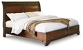 Trellington Queen Sleigh Storage Bed in Brown