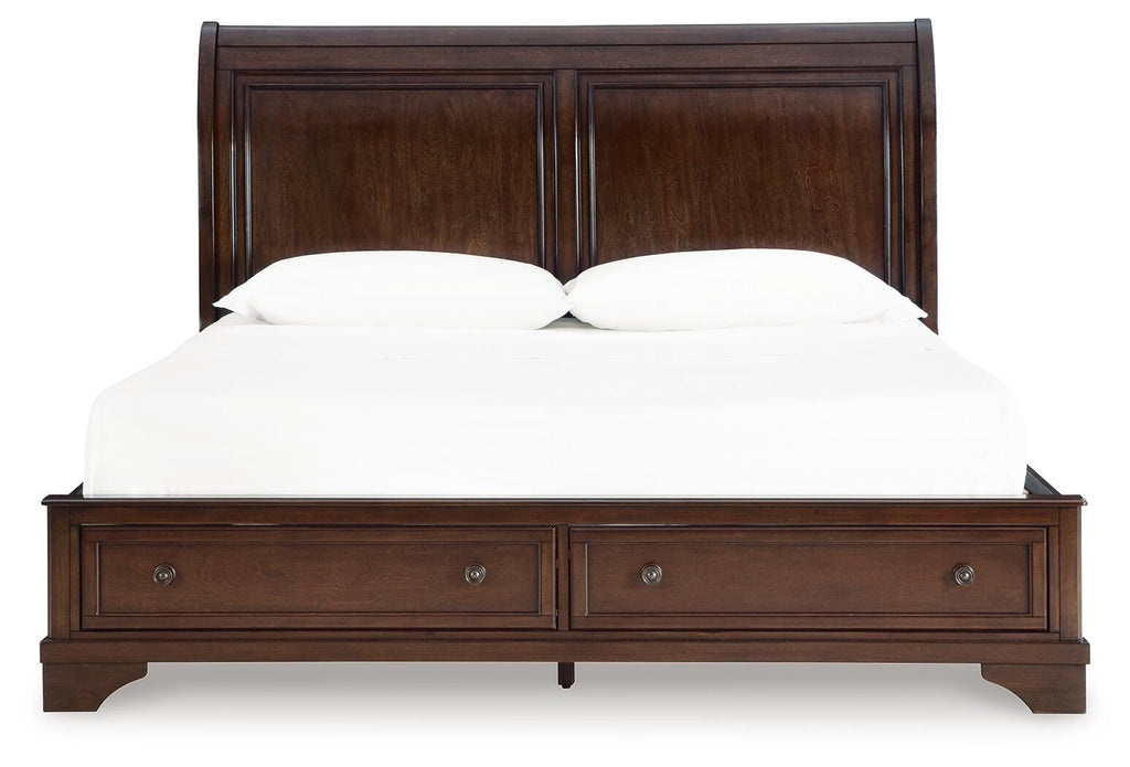 Trellington King Sleigh Storage Bed in Brown, front view