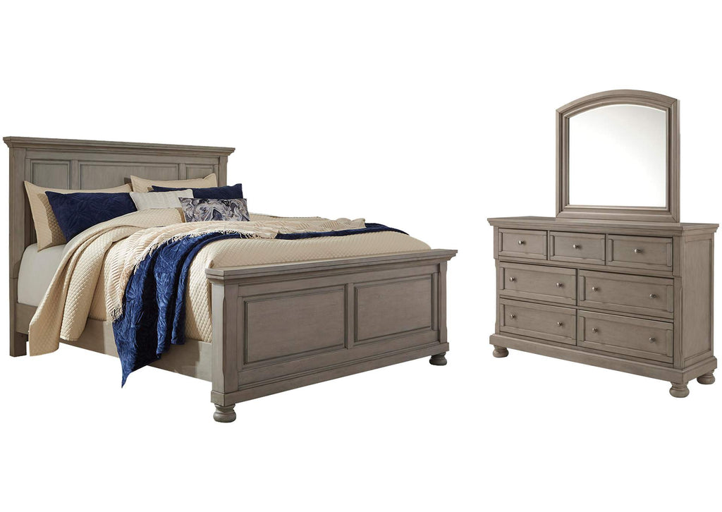 Lettner Queen Panel Bed with Mirrored Dresser
