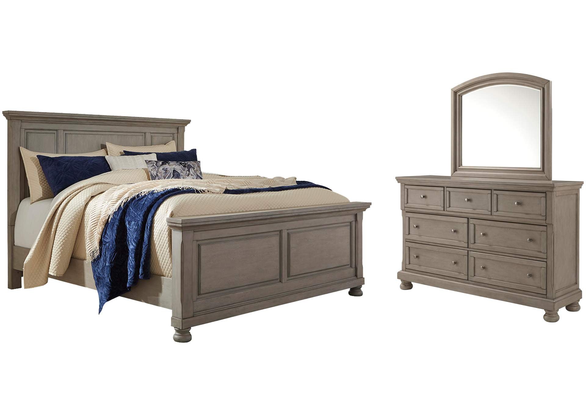 Lettner Queen Panel Bed with Mirrored Dresser