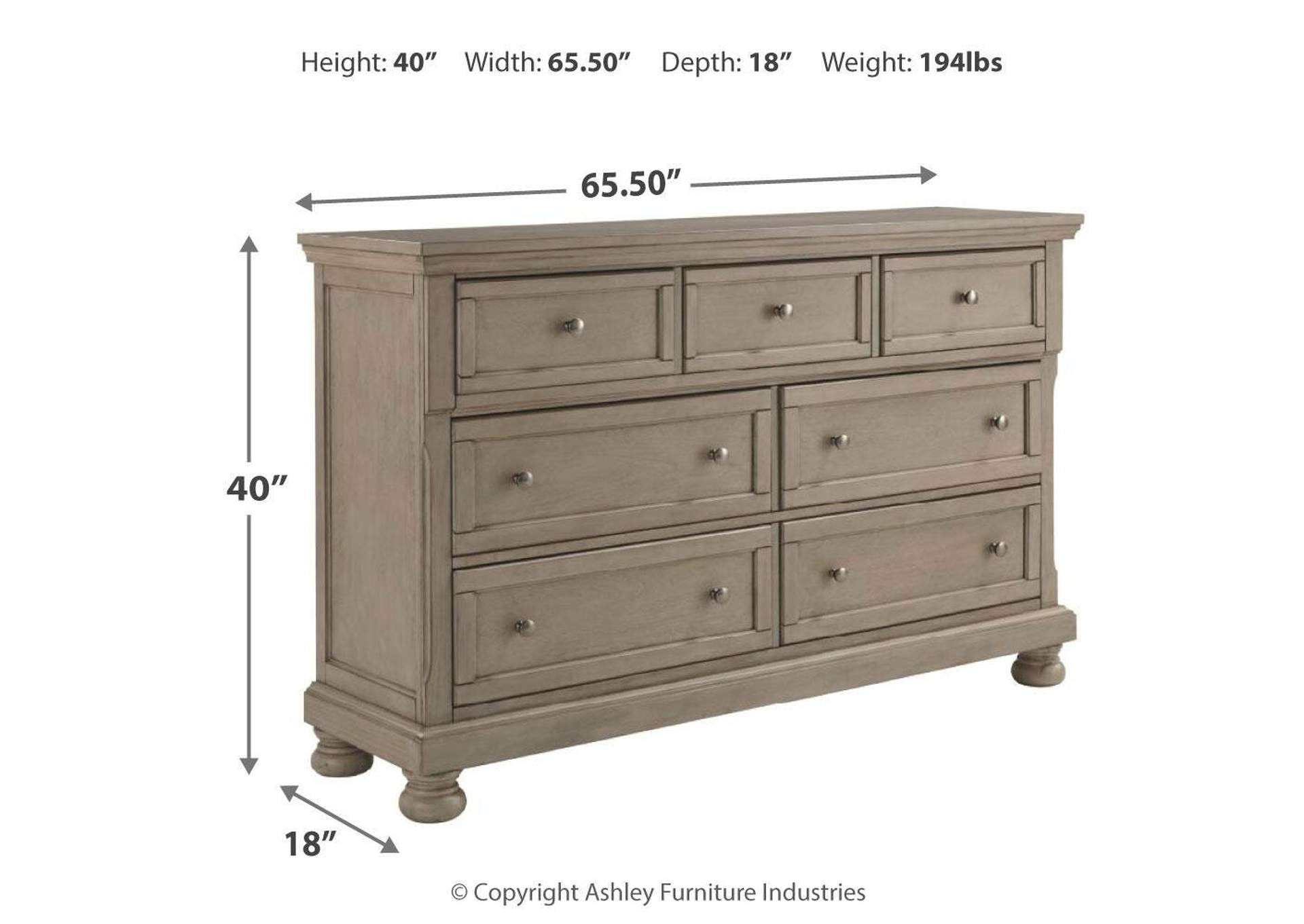 Lettner King Sleigh Bed with 2 Storage Drawers and Dresser dimensions