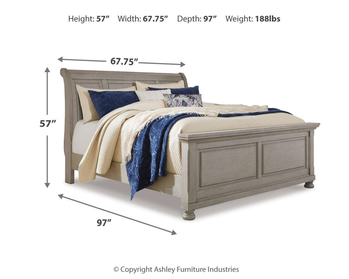 Lettner Queen Sleigh Bed in Light Gray, alternate view 4