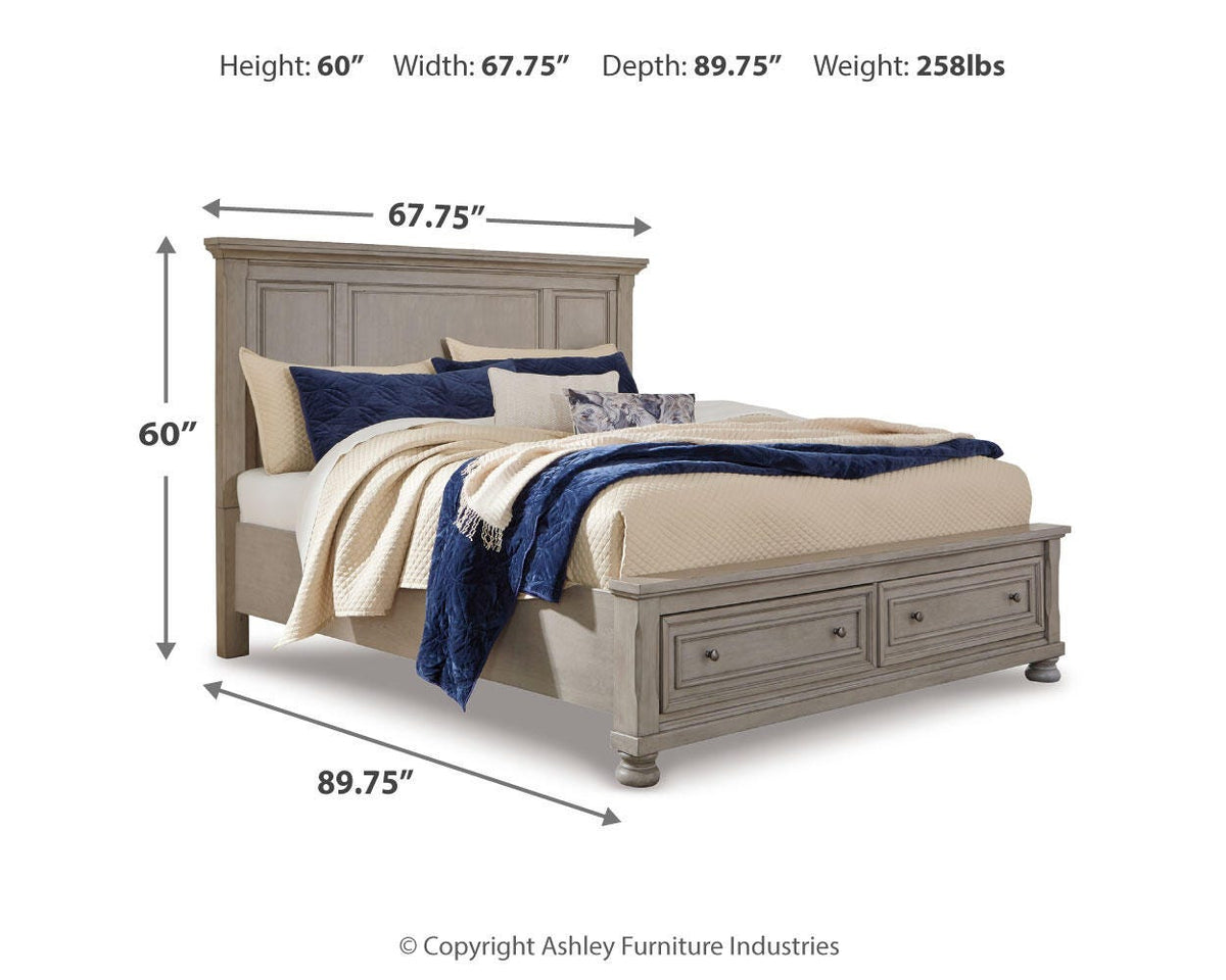 Lettner Queen Panel Storage Bed in Light Gray, alternate view 4