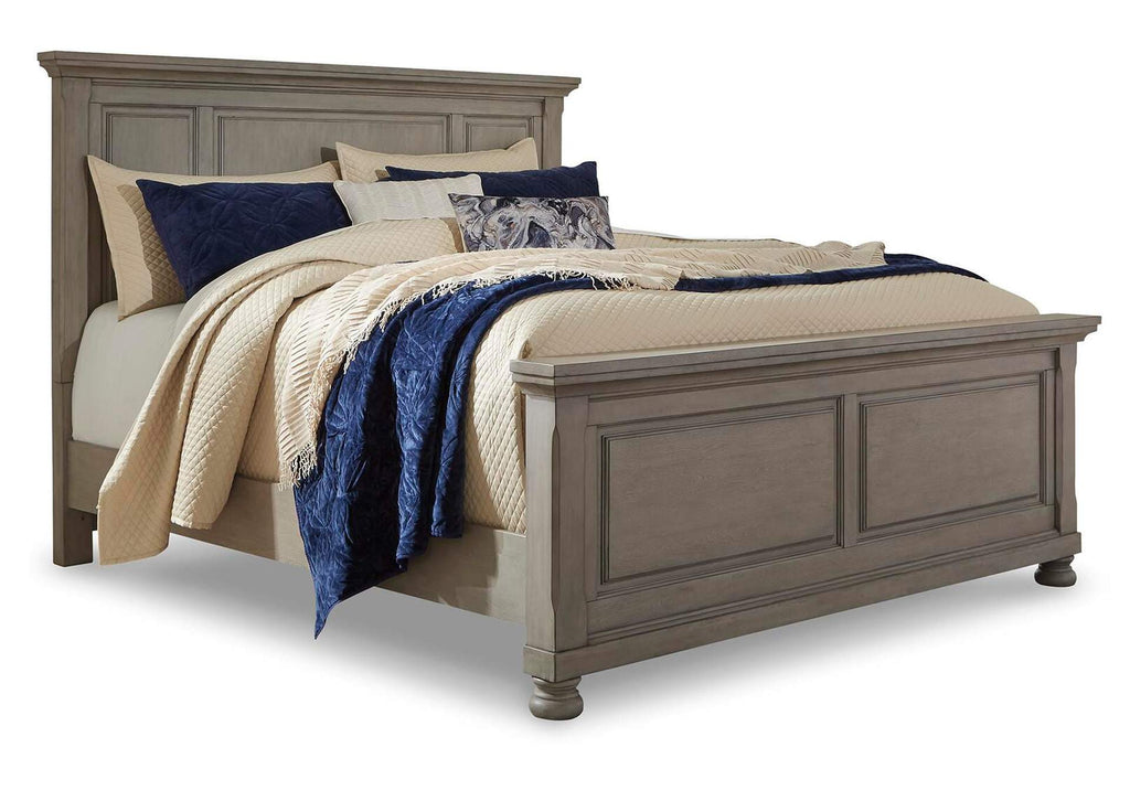 Lettner King Panel Bed with Mirrored Dresser and Chest
