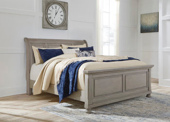 Lettner King Sleigh Bed in Light Gray