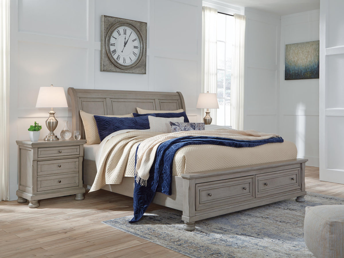 Lettner King Sleigh Bed with 2 Storage Drawers - image 2
