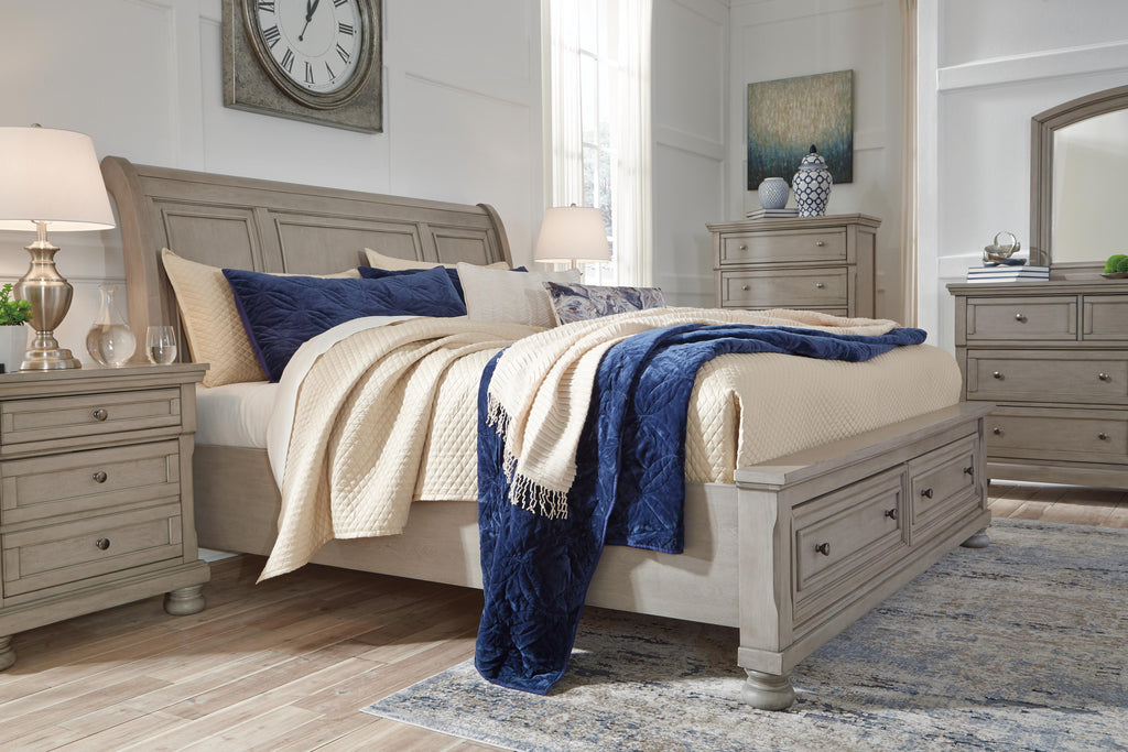 Lettner King Sleigh Bed with 2 Storage Drawers - image 4