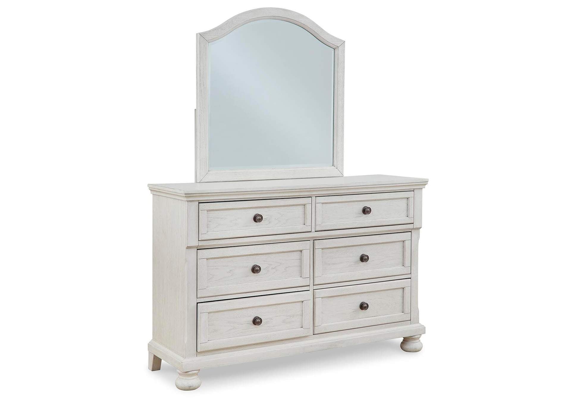 Robbinsdale King Sleigh Bed with Storage with Mirrored Dresser and 2 Nightstands angled view